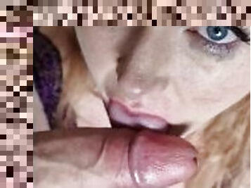 Eye contact smoking milf sucks cock and smokes