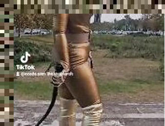 Golden latex catsuit Wonder Woman Halloween