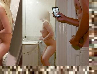 I can not believe ! My stebro filmed me masturbating in the bathroom