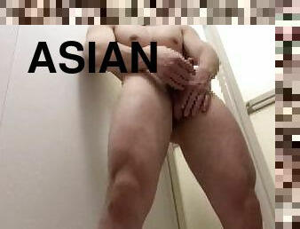 asiático, masturbación, gay, japonés, a-solas, musculada, piernas