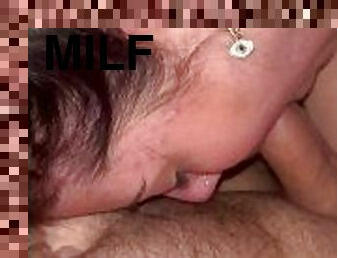 MILF gives blowjob rimjob