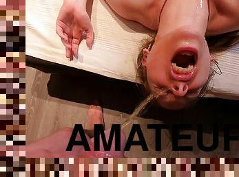 AMATEUR CASTING - 2nd part of Alice Maze - dirty wet games with piss in mouth and cream in the ass in front of cuckhold husband - PissVids