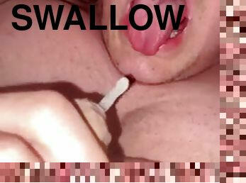Self swallowing cum on face compilation