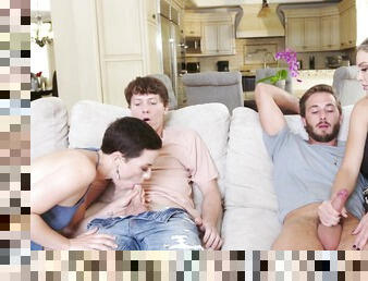 Bitches swap their stepsons in family foursome XXX incest